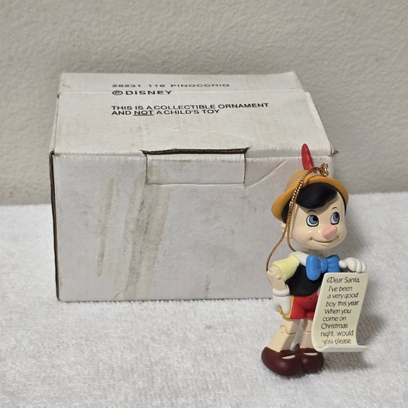VTG Grolier Disney Christmas Magic Ornament Pinocchio 26231 116 Mint With Box - Picture 1 of 11